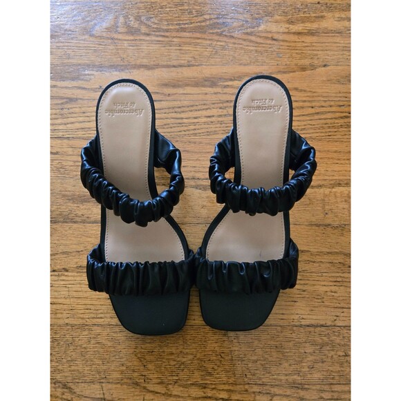 Abercrombie & Fitch Womens Faux Leather Black Strappy Kitten Heel Sandals Size 8 - Picture 6 of 8